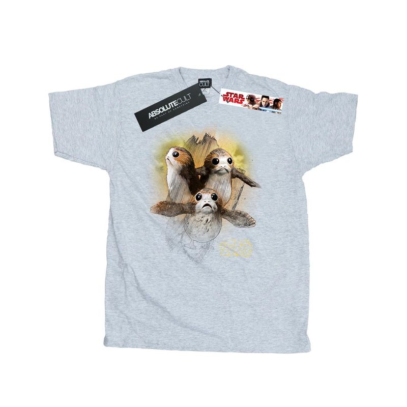Star Wars: The Last Jedi Mens Porg Brushed Cotton T-Shirt / Sports Grey